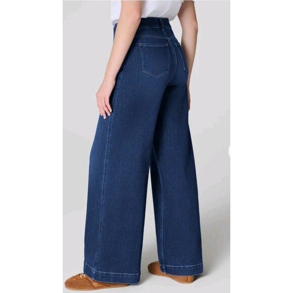 NEW Spanx Shape Original EveryWear Wide Leg Jeans Womens Size L Blue 21650R - Picture 5 of 13